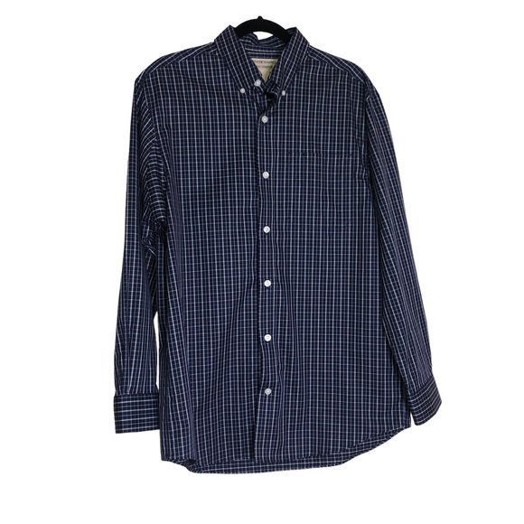 Duluth Trading Co Wrinkle Fighter Navy Blue Dress Button Down Shirt Size Medium - Picture 8 of 8